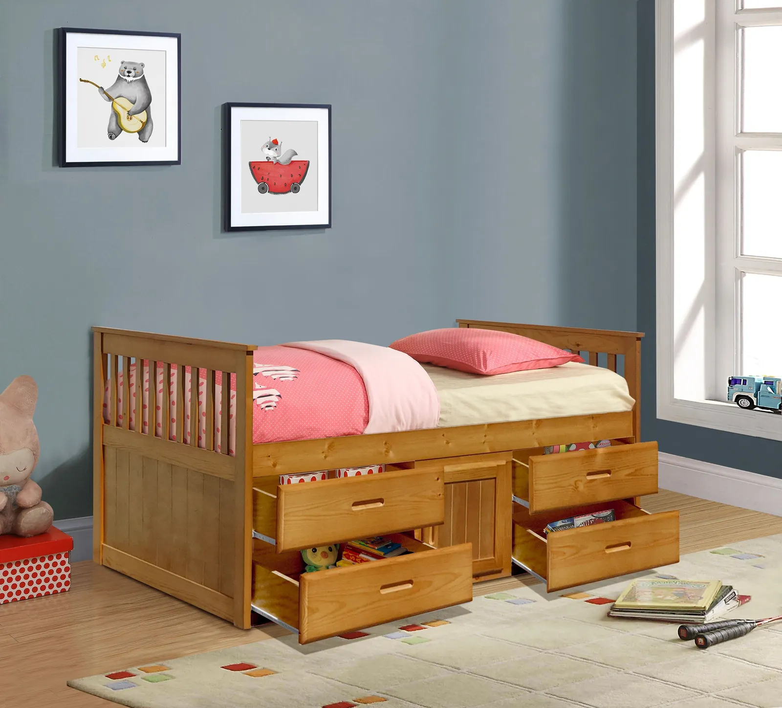 Comfy Living Ltd 3ft Wooden Captains Bed With Drawers & Storage in Light Brown 3