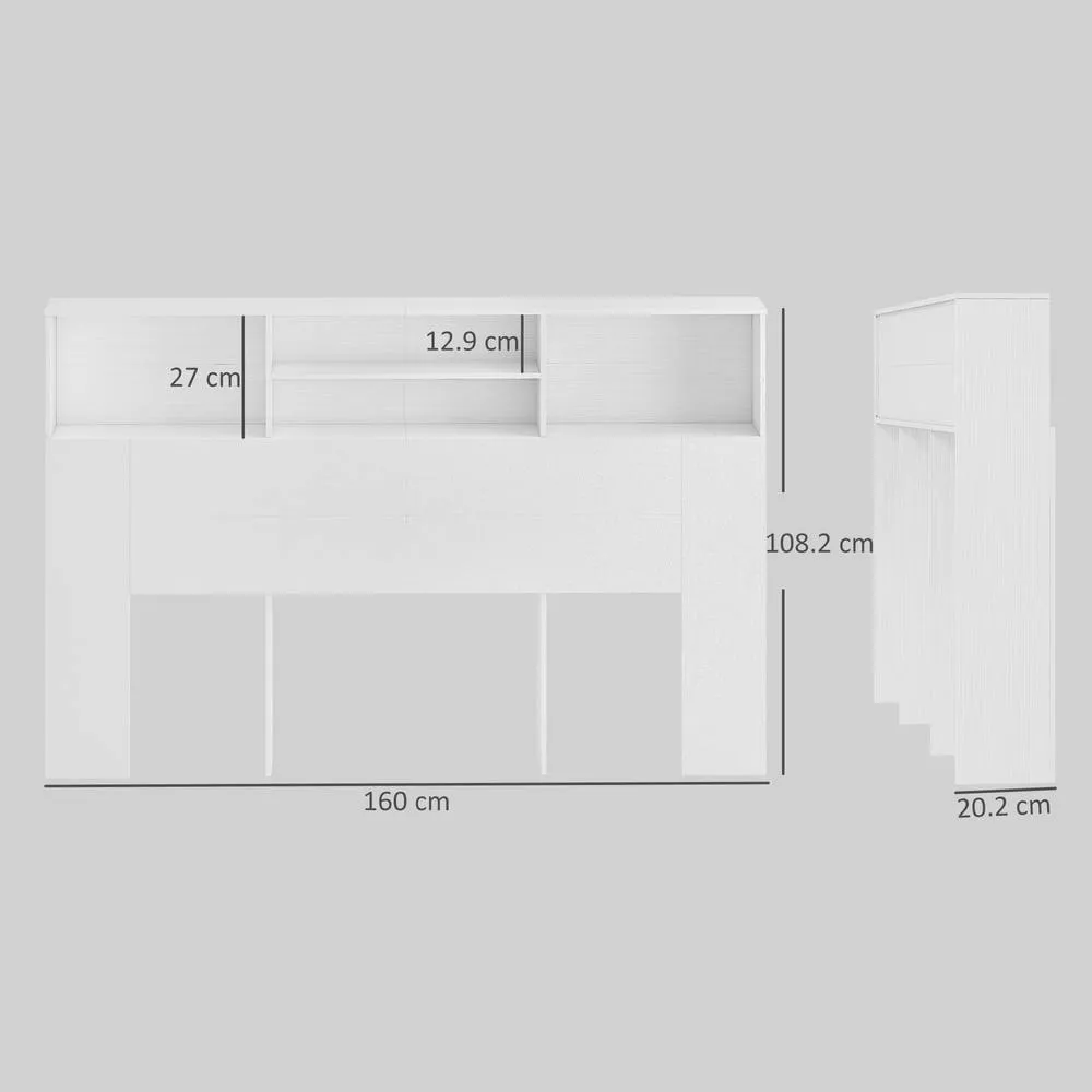 HOMCOM King Size Headboard with Storage & 4 Open Compartments, White 3
