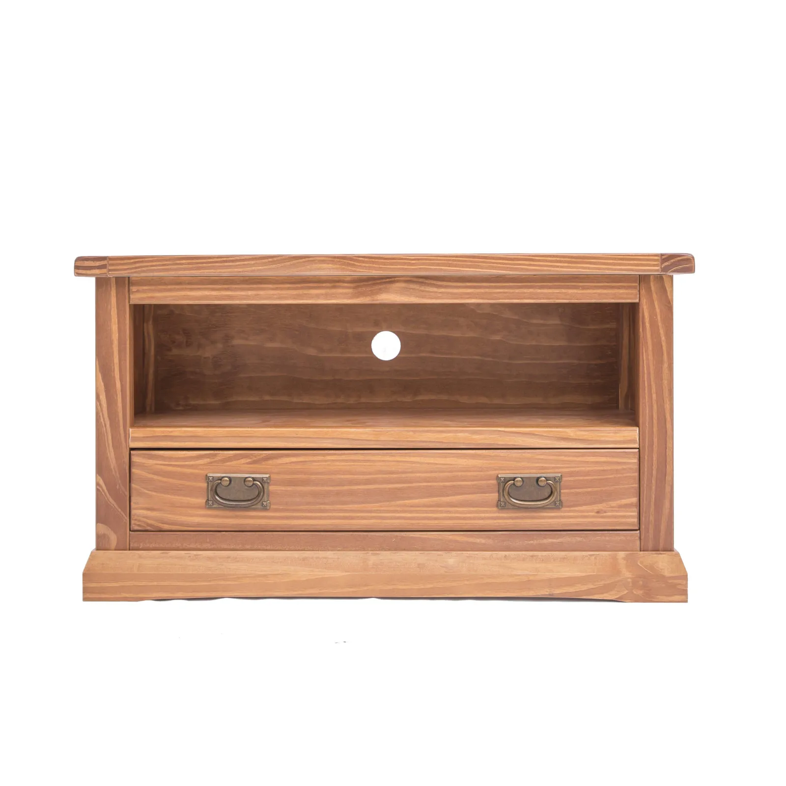 Cabinet Bits Tirolo Lacquered 1 Drawer TV Cabinet Brass Drop Handle in Brown