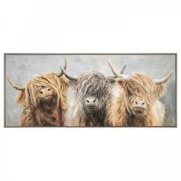 Cedar & Sage Three of a Kind Highland Cow Framed Canvas 3