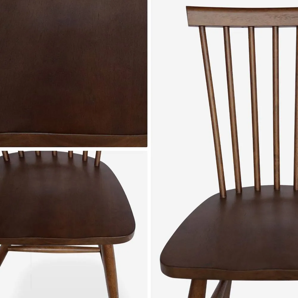 sweeek Set Of 4 Hevea Wooden Chairs in Dark Brown 4