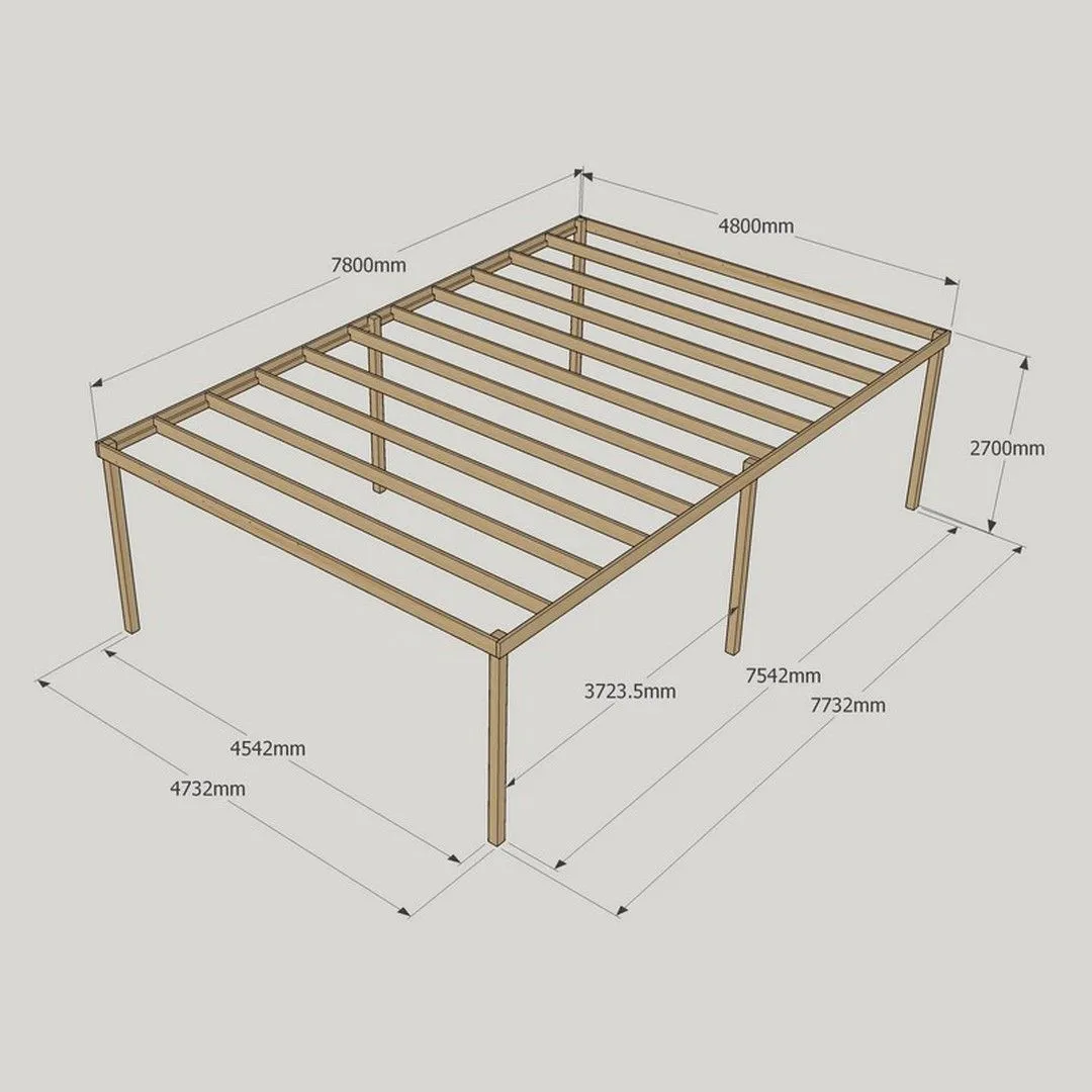 Rutland County Garden Furniture Ltd Garden Pergola 6 Posts - Wood - L480 x W780 x H270 cm - Light Green 5