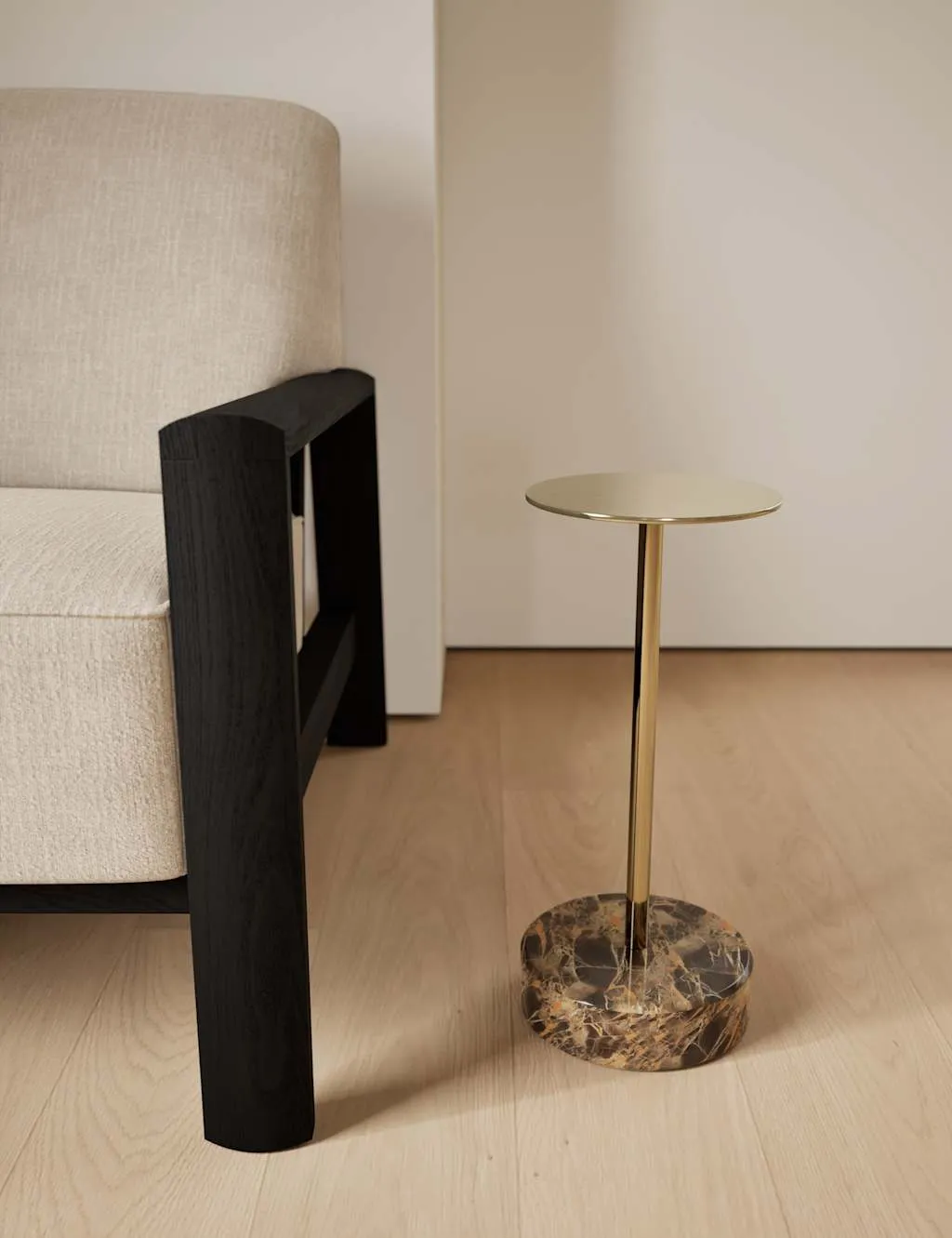 Gallery Direct Brass & Marble Base Side Table Antique Brass