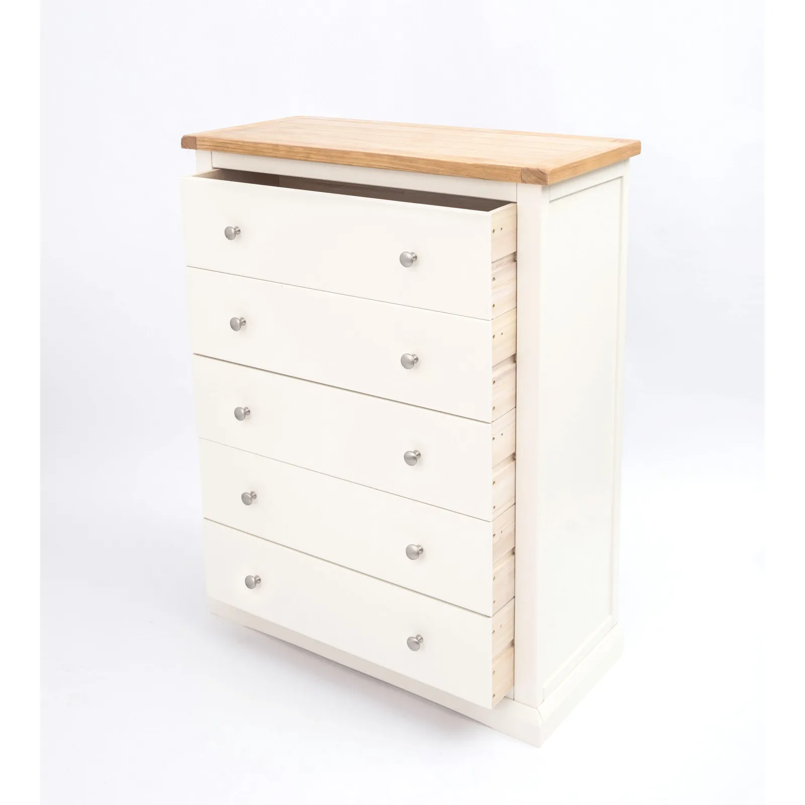 Cabinet Bits Castelli 5 Drawer Chest of Drawers Chrome Knob in Off-White 4