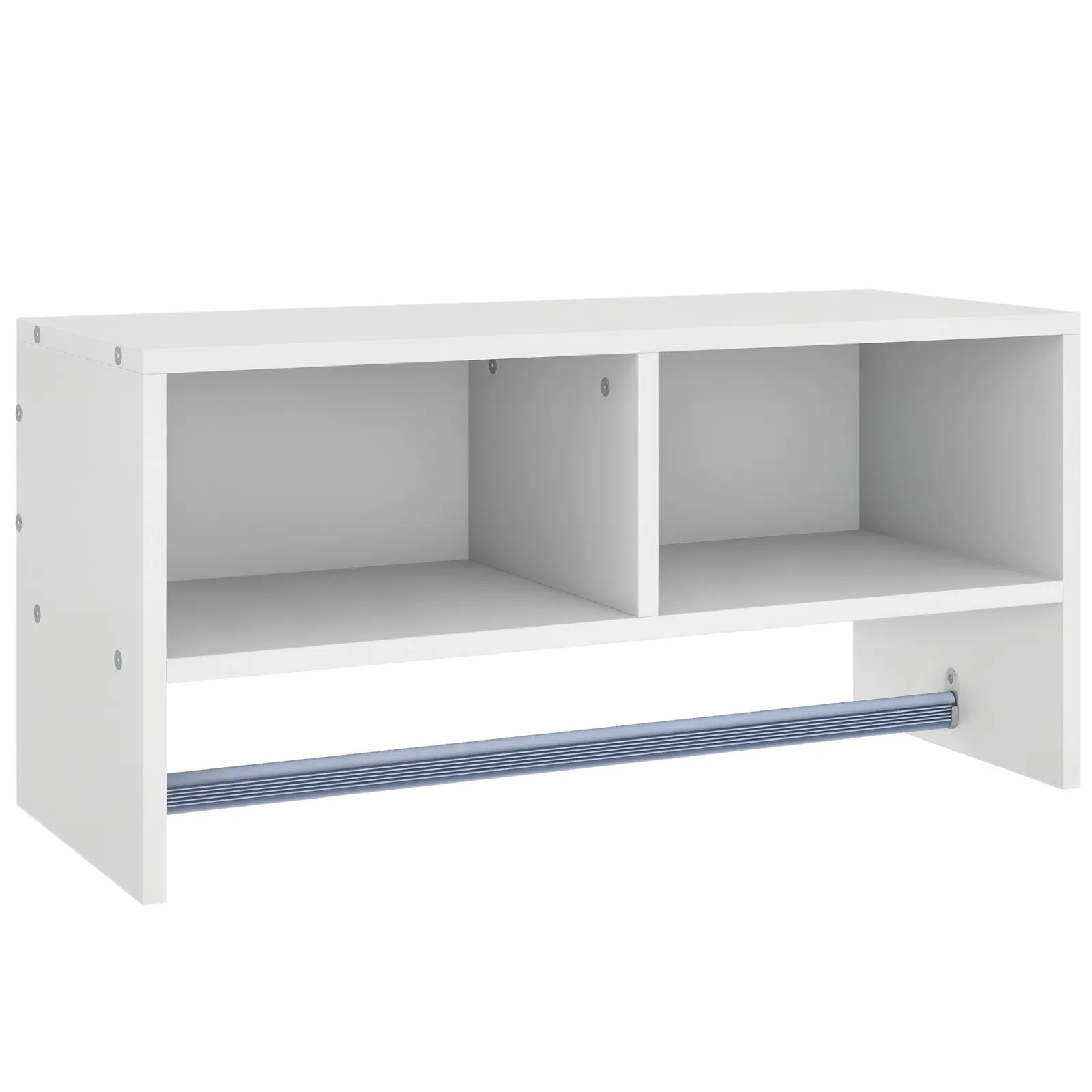 HOMCOM Storage Hat Rack Hanging Coat Organizer Rail Hanger Wall Mounted in White 2