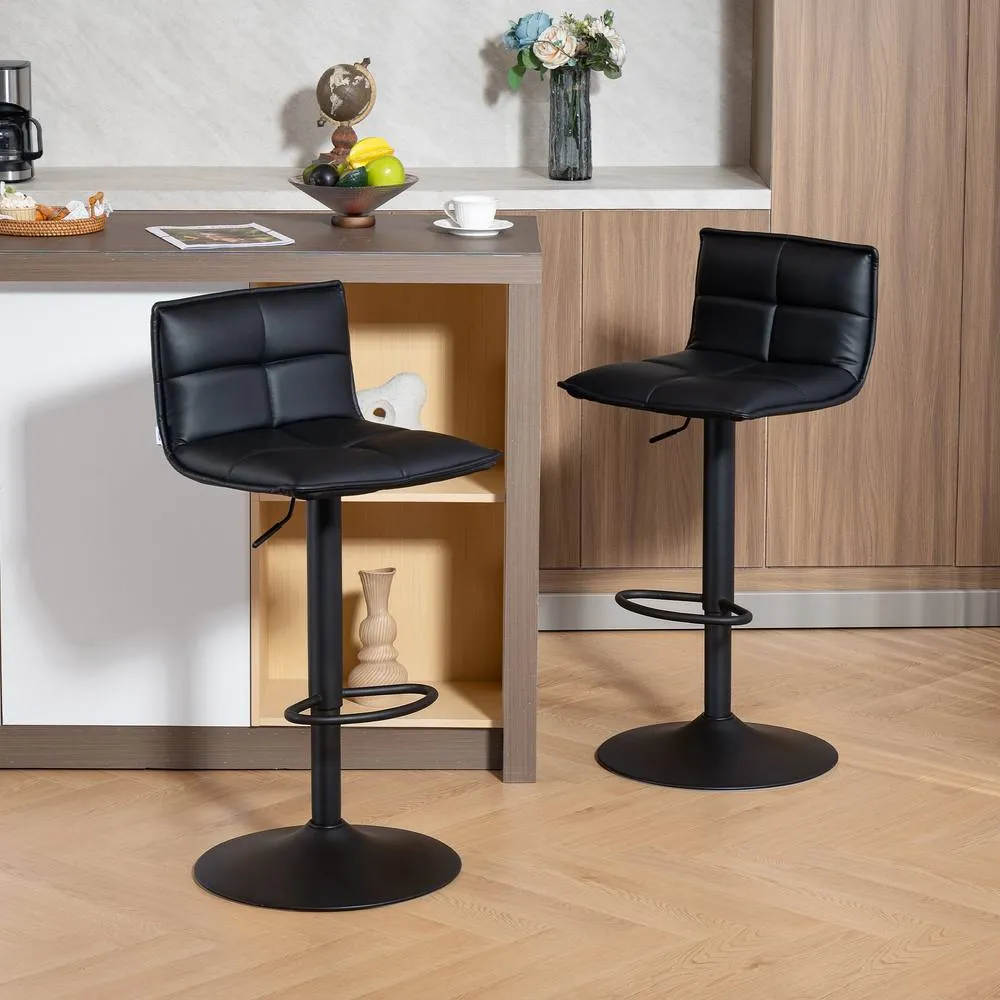 HOMCOM Bar Stools Set of 2 Swivel Height Adjustable Barstools in Black