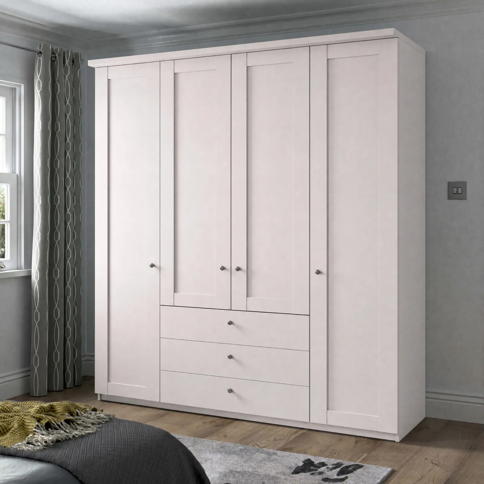 Varese Cornice For Hinged Wardrobe Without Lights, White | Barker & Stonehouse 2