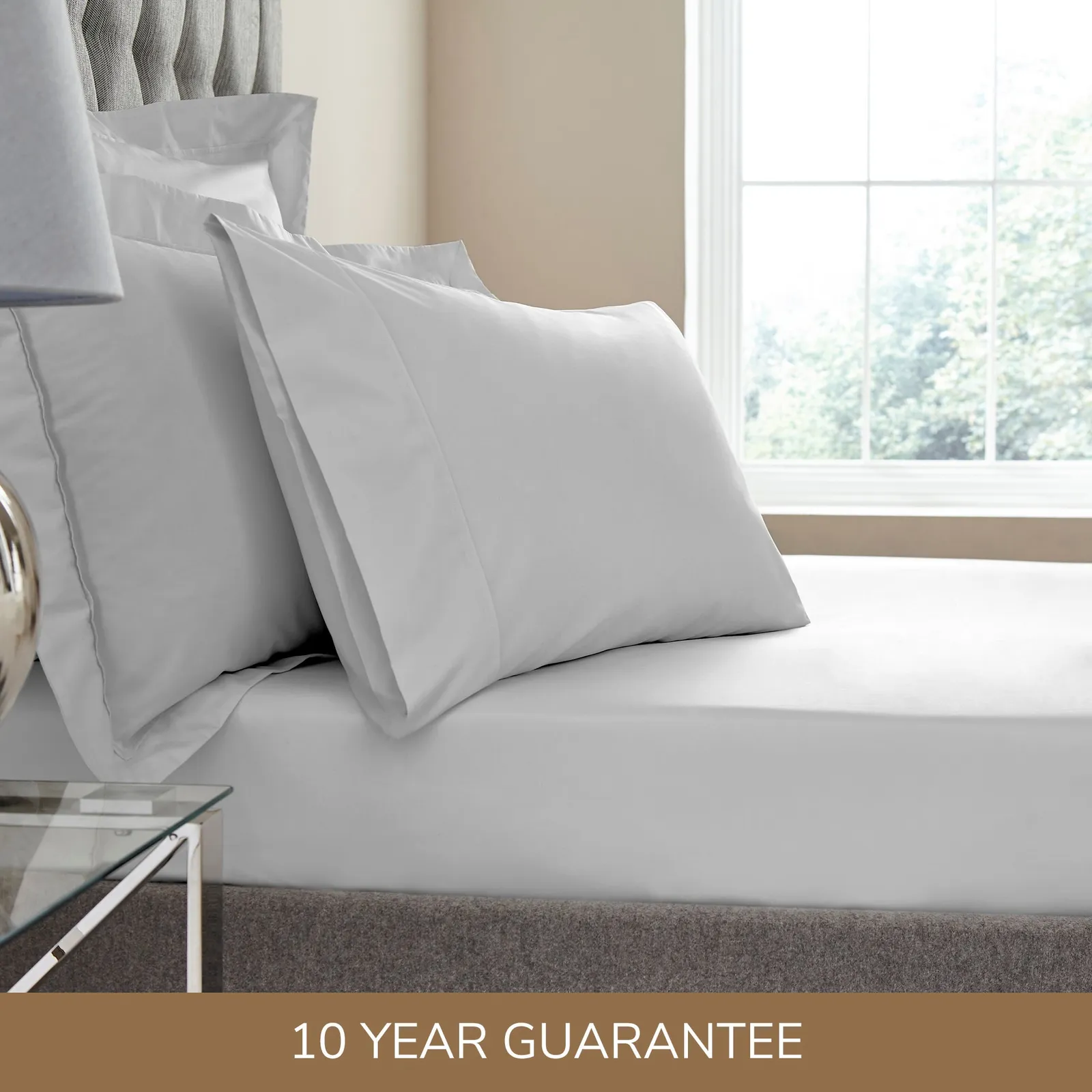 Dorma Egyptian Cotton 400 Thread Count Percale Fitted Sheet Silver