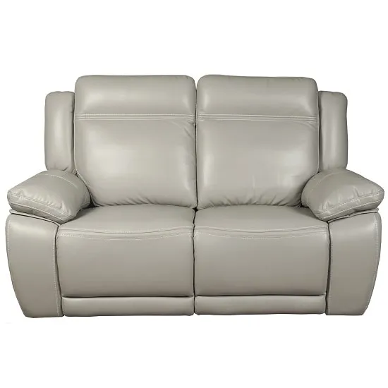 Baxter Recliner 2 Seater Sofa In Light Grey Leather Air Fabric