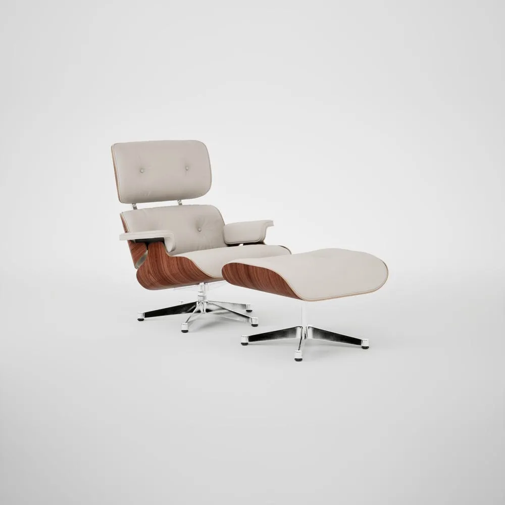 Vitra Eames Lounge Chair & Ottoman Santos Palisander Contemporary L50 72 Snow Polished Base 05 1