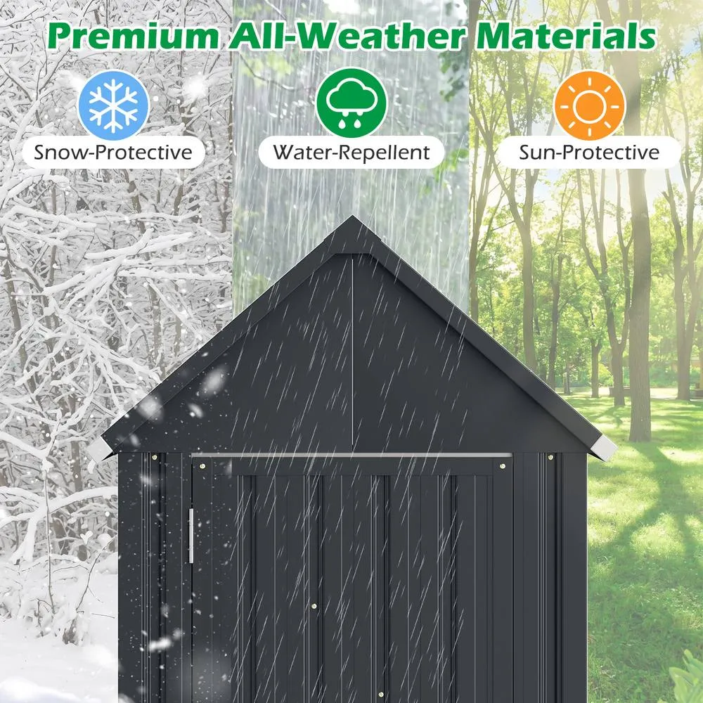 Costway Outdoor Storage Shed with Sloped Resistant Roof Lockable Door in Grey 4
