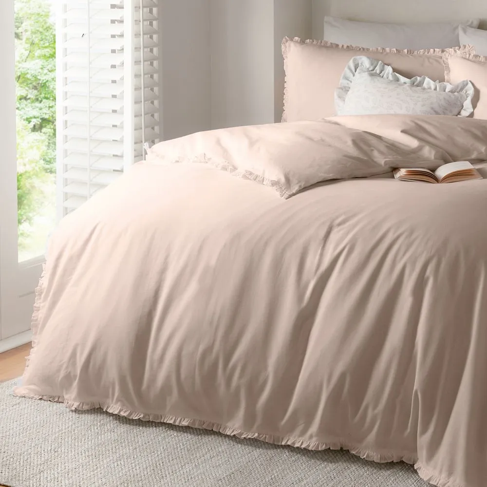 Wylder Tilly 100% Cotton Ruffle Duvet Cover Set in Dusty Pink 3