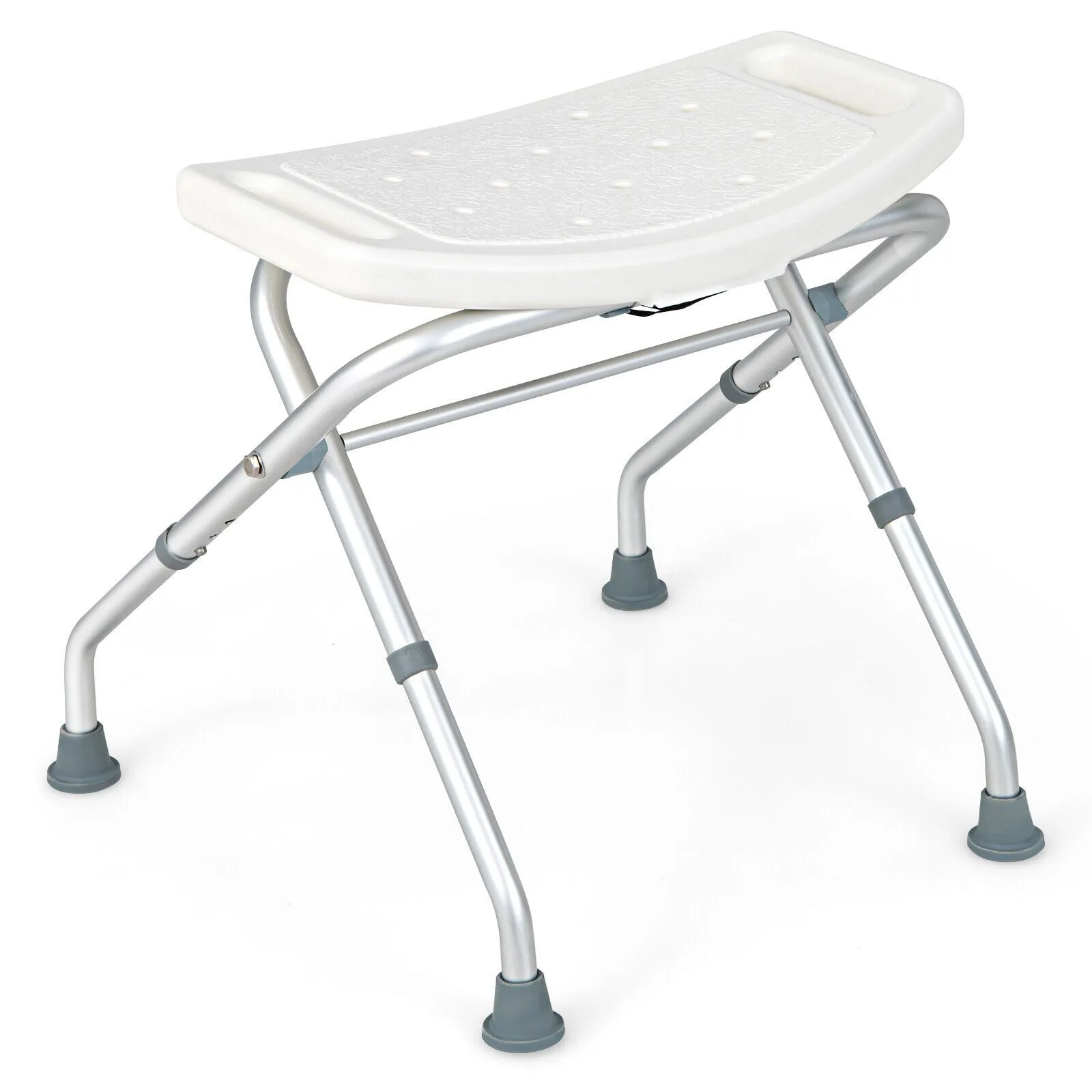 Costway Folding Shower Stool Height Adjustable Shower Seat Bath Chair w/Handle in White