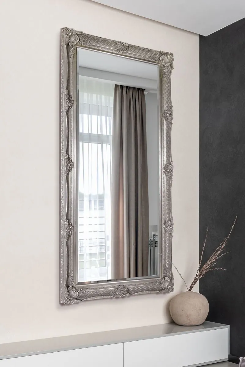 MirrorOutlet Davenport Silver Ornate Flourish Full Length Mirror 168 x 78 CM