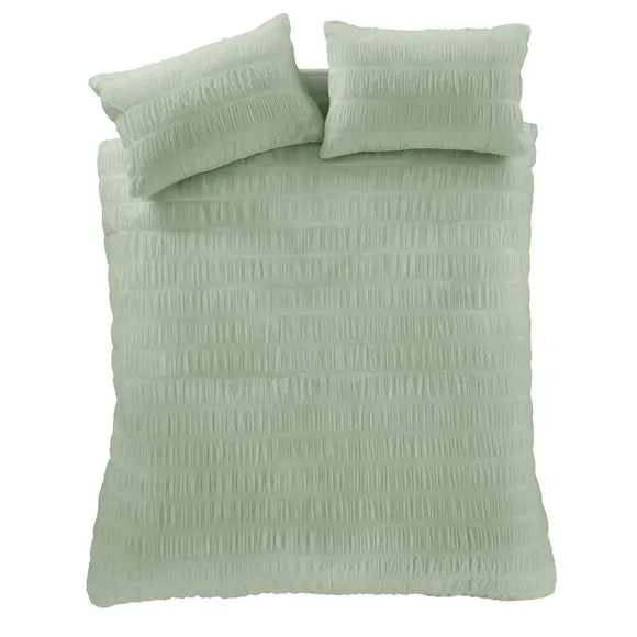 Catherine Lansfield Seersucker Reversible Duvet Cover & Pillowcase Set 5
