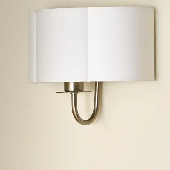 Pacific Lifestyle Seraphine Matt Metal and White Fx Silk Scallop Half Shaded WallLight 3