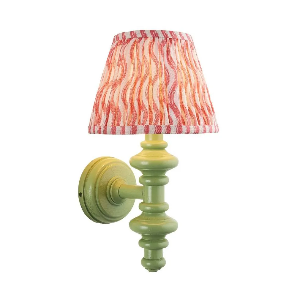 Netlighting Carnaby Green Wall Light Pink Fabric Ripple Shade 20cm B22