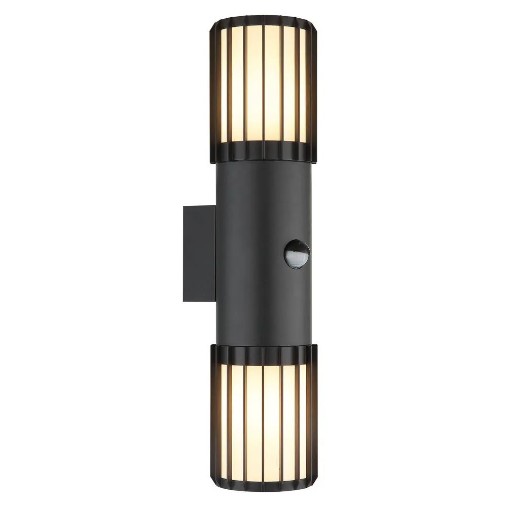 Netlighting Mervin PIR Outdoor Up Down Wall Lamp Matt Anthracite 2x E27 in Grey