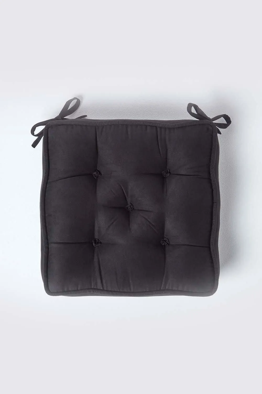 Homescapes Faux Suede Dining Chair Booster Cushion in Black 3
