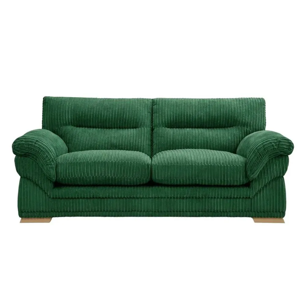 Bliss Furniture Amalfi 3 Seater Claude Sofa Modern Plush Fabric in Green