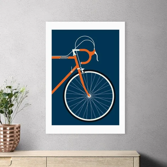 East End Prints Orange Coloured Race Bike Print by Bo Lundberg 1