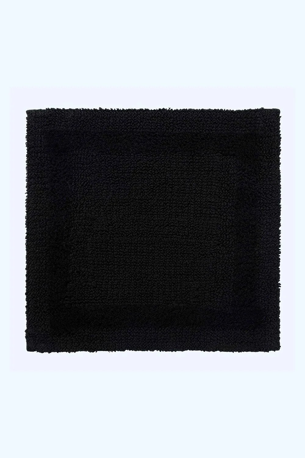 Homescapes Luxury Square Bath Mat 1600GSM 100% Cotton Reversible Shower Mat, 50cm in Black