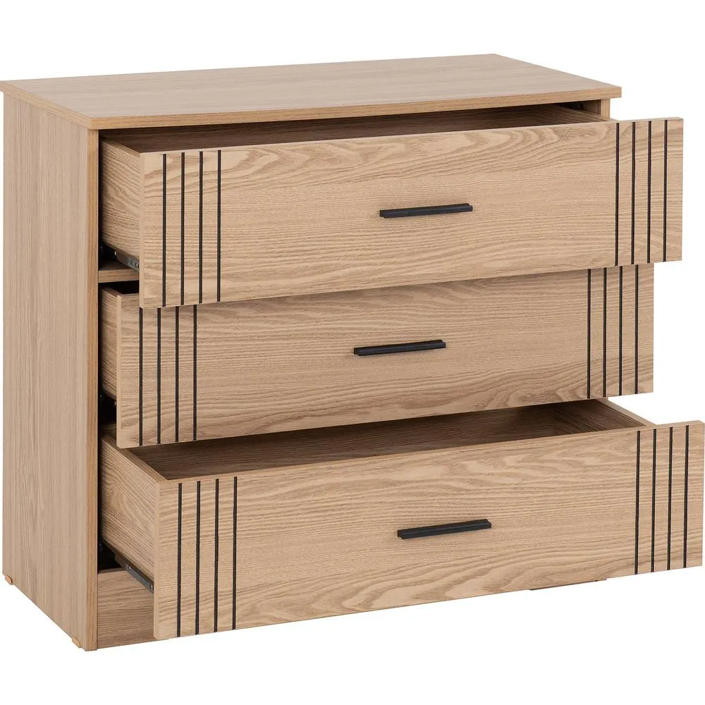Seconique Tessa 3 Drawer Chest - Natural Oak Effect in Light Oak 3