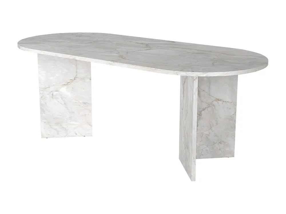 Vente-unique Dining Table for 8 People - White Marble Effect - TOPANIA 5