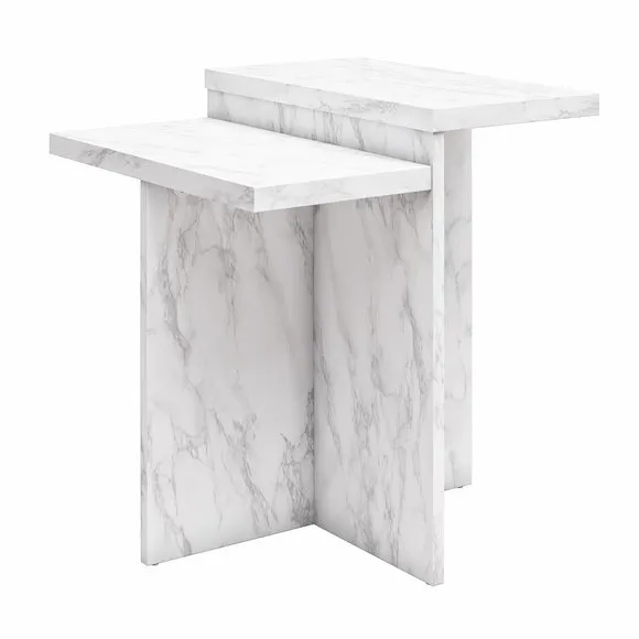 Brielle Side Table, Faux Marble 2
