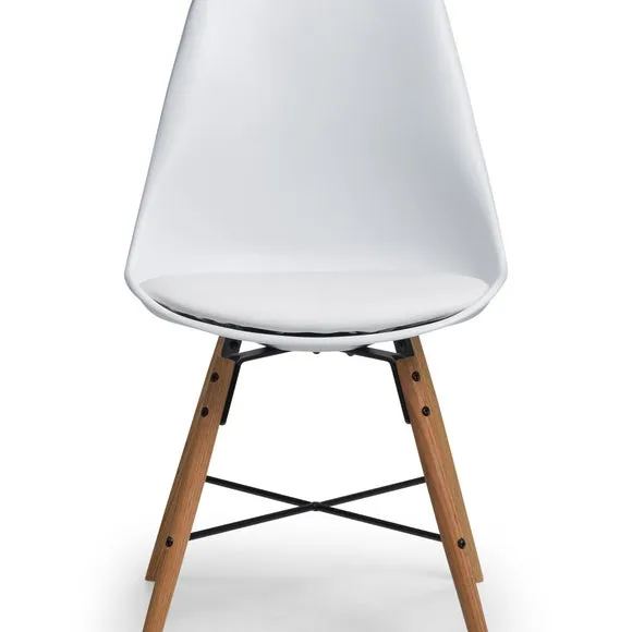 Blanco 4 Seater Round Pedestal Dining Table with 4 Kari Chairs, White 3
