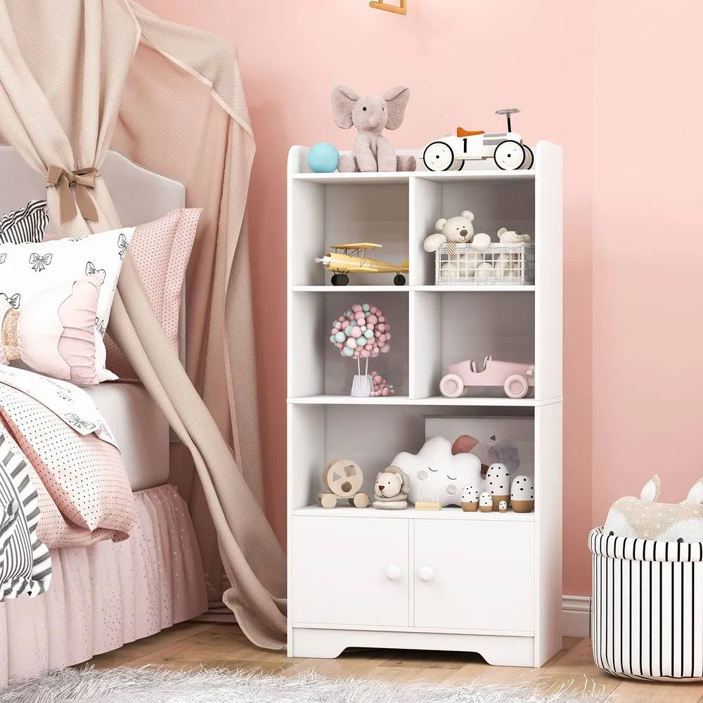 Costway 120cm Wooden Bookcase 4-Tier Bookshelf Freestanding Storage Cabinet Display Organizer in White 3