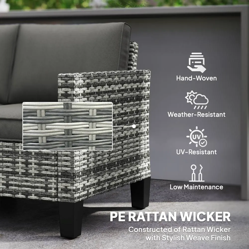 OUTSUNNY Rattan Sofa with Cushions, 2 Seater Garden Furniture in Light Grey 5
