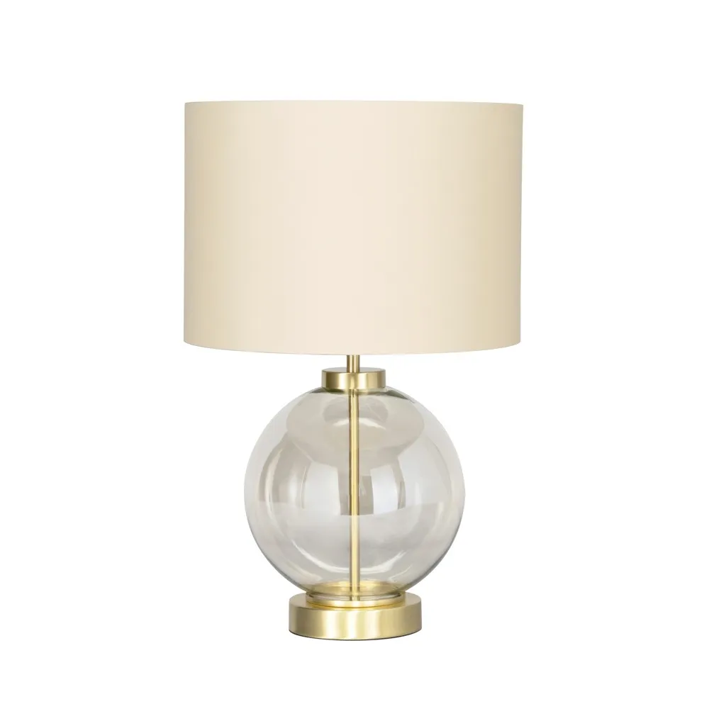 Mini Metro Champagne Glass Sphere Table Lamp, Satin Brass
