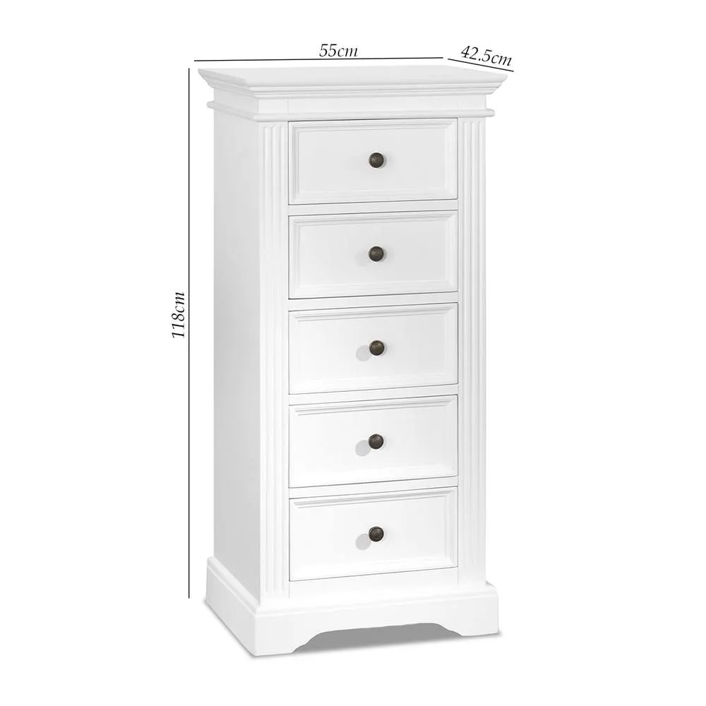 Statement Furniture Gainsborough Tallboy White Narrow Chest of Drawers 2