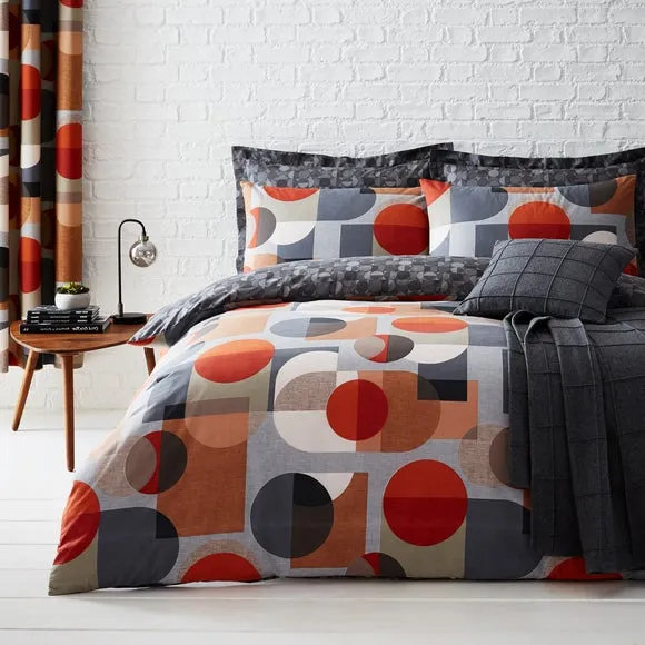 Elements Oscar Reversible Orange Duvet Cover and Pillowcase Set 1