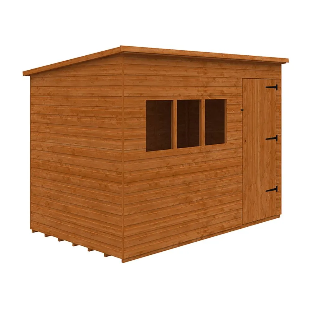 Buttercup Farm 10 x 6 Feet Deluxe Pent 12mm Shed - Solid Wood/Softwood/Pine in Burnt Orange