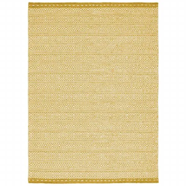 Knox Hand Woven Rug - In Ochre - 73% Wool, 14% Cotton, 9% Polyester & 4% Viscose - Various Sizes Available