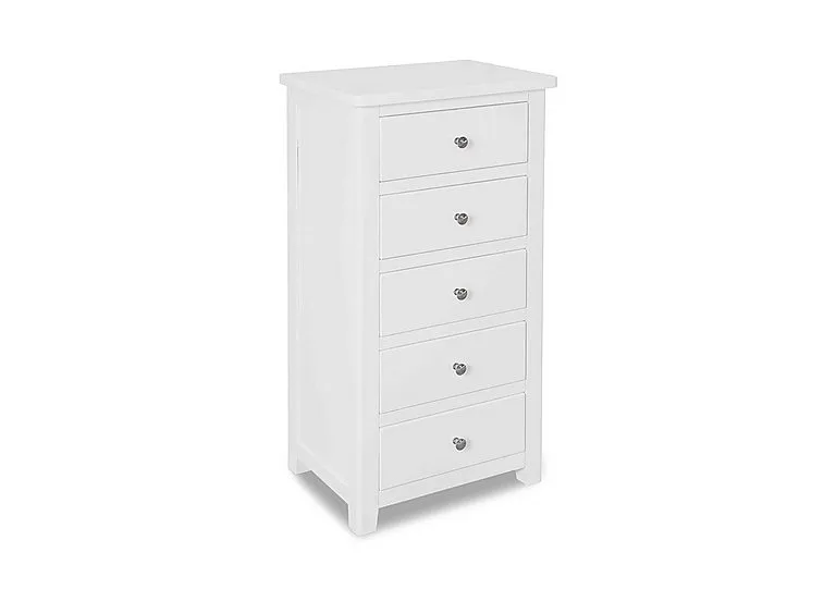 Grace 5 Drawer Narrow Chest - White