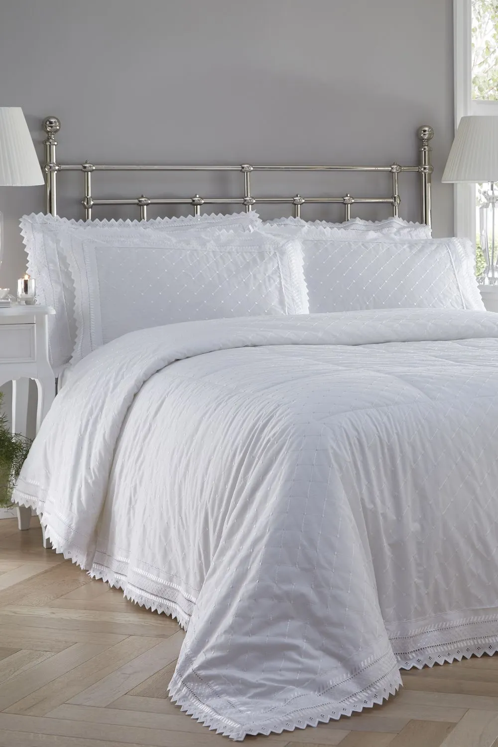 Portfolio Home Broderie Anglaise Duvet Cover Set in White 2