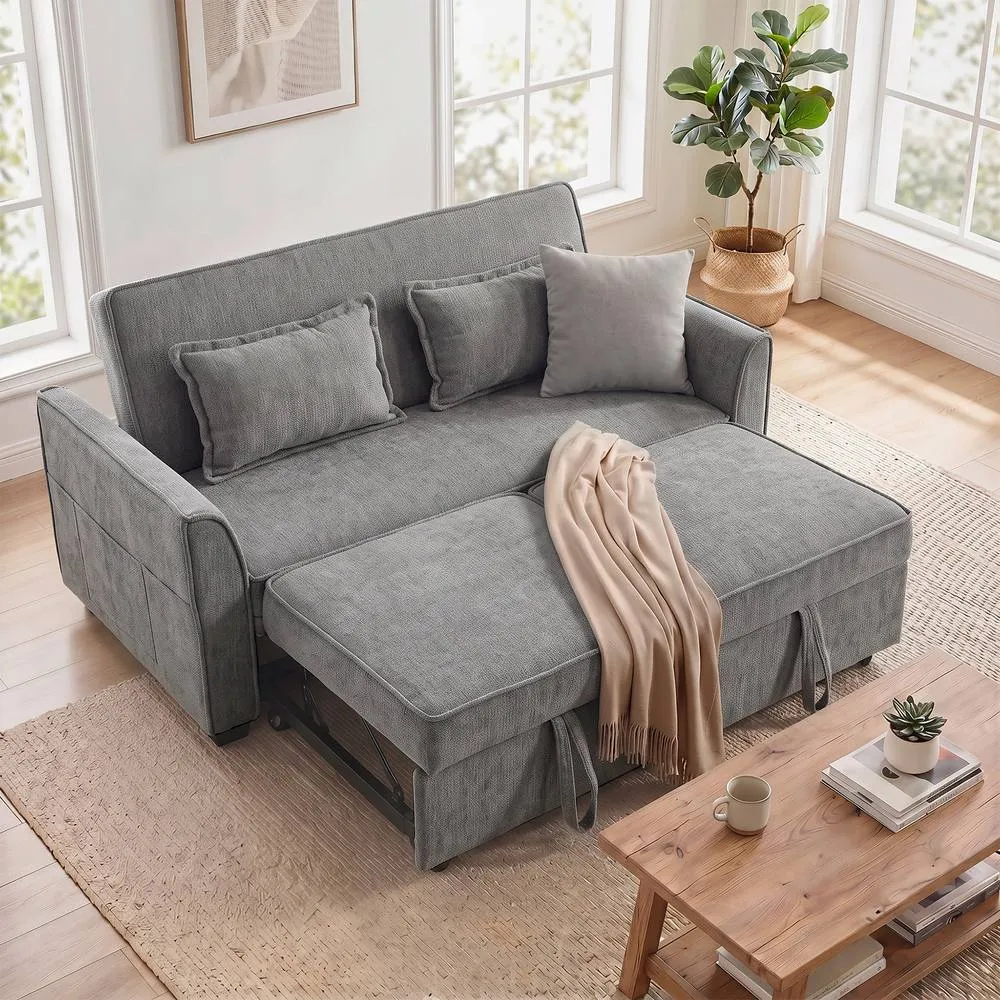 HOMCOM Sofa Bed, 4-in-1 Convertible Pull Out Sleeper Sofa in Grey 2