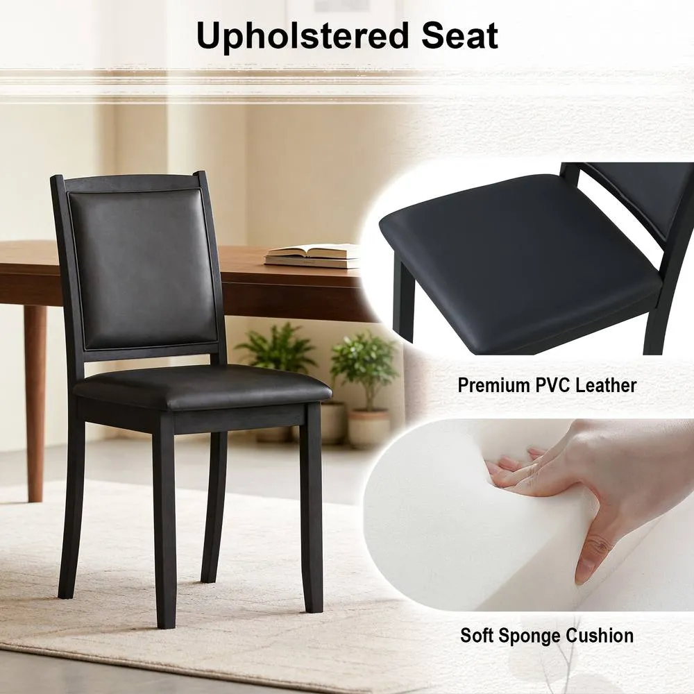Costway Wooden Dining Chair with Padded Seat for Kitchen Dining Room in Black 5