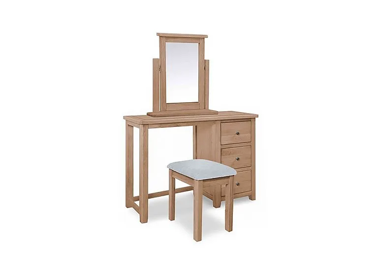 Grace Oak Dressing Table with Stool and Mirror