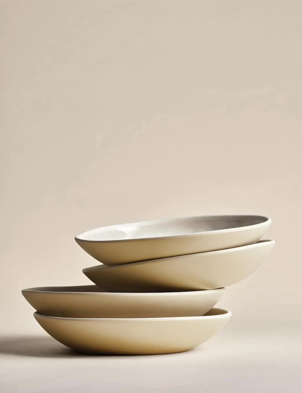 M&S Set of 4 Linen Reactive Picnic Pasta Bowls Natural