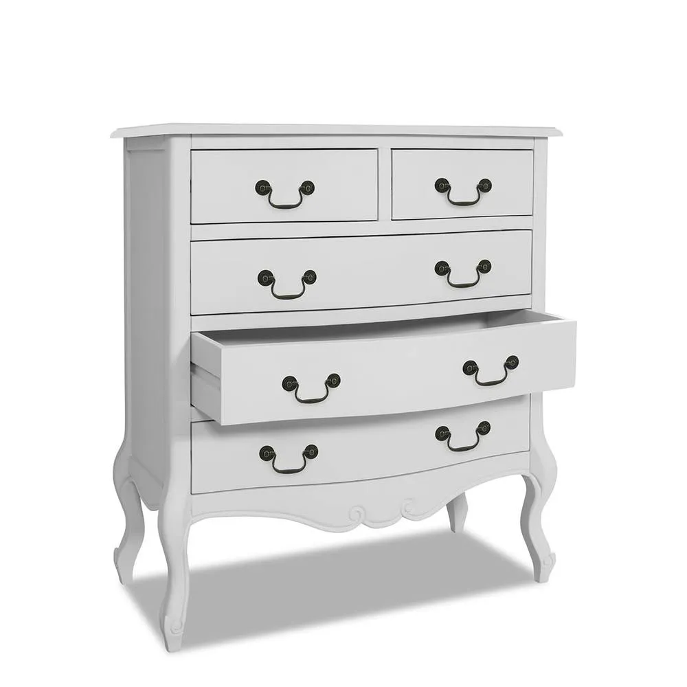 Statement Furniture Juliette Vintage Chic 2 Over 3 Chest of Drawers in White 3