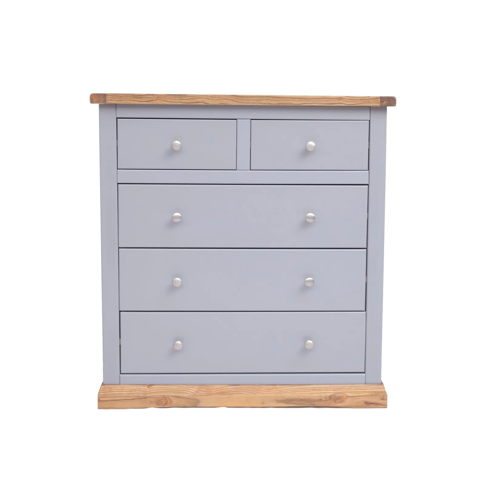 Cabinet Bits Biccari 5 Drawer Chest of Drawers Chrome Knob in Grey