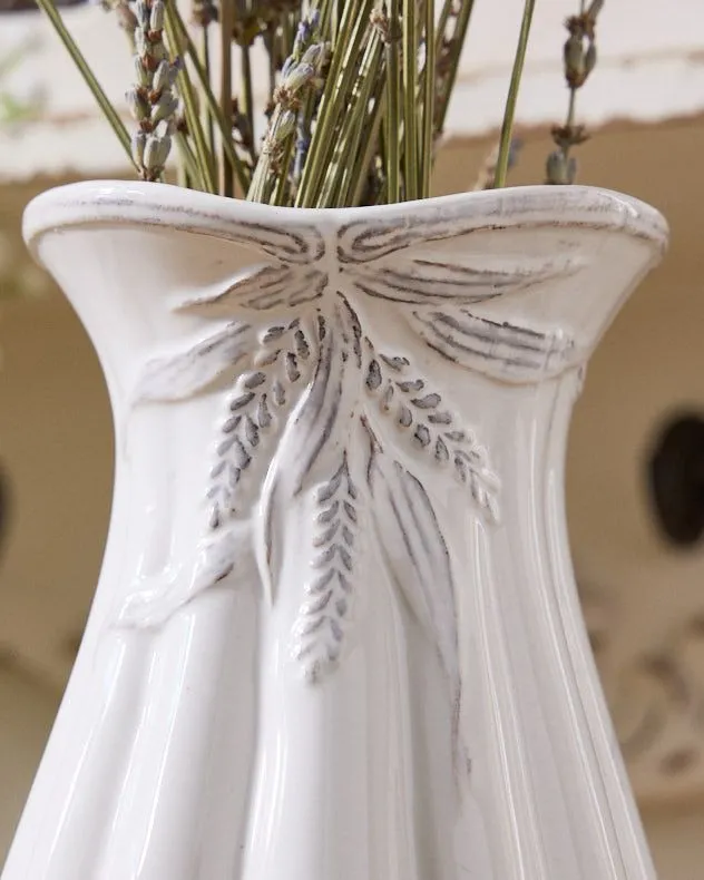 Dibor Traditional White Ceramic Tall Table Decor Flower Vase 3