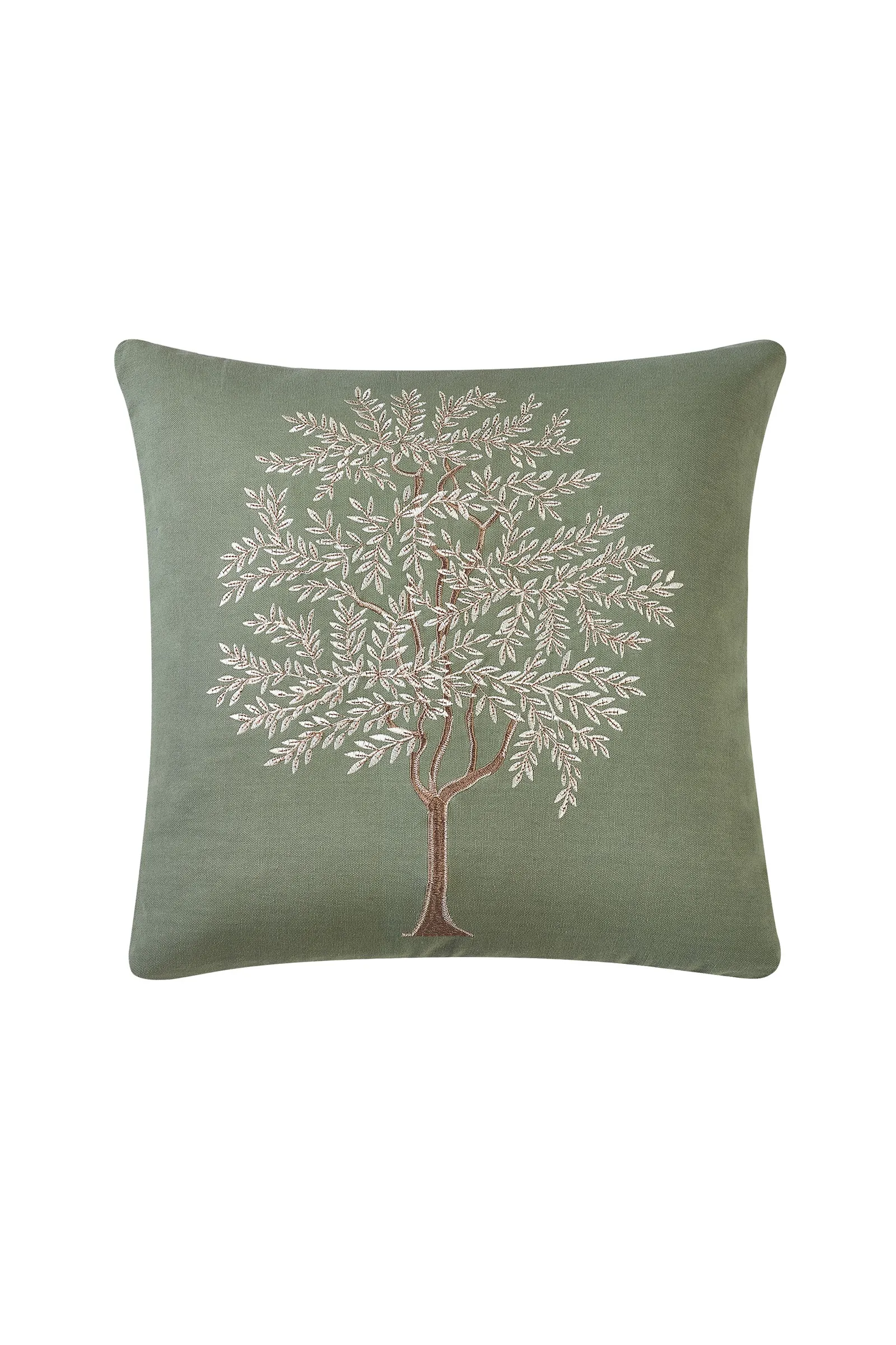 Catherine Lansfield Woodland Trees Embroidered 45cm x 45cm Cotton Blend Cushion in Green 3