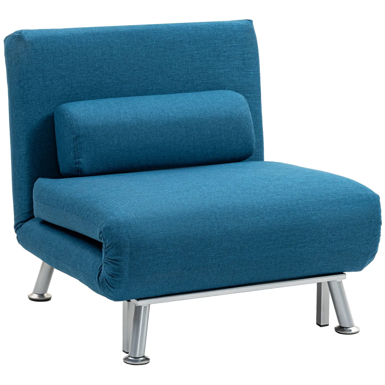 HOMCOM Folding 5 Position Convertible Sleeper Chair Sofa Bed Blue 2