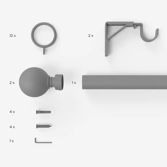 Ashton Fixed Metal Curtain Pole with Rings 2