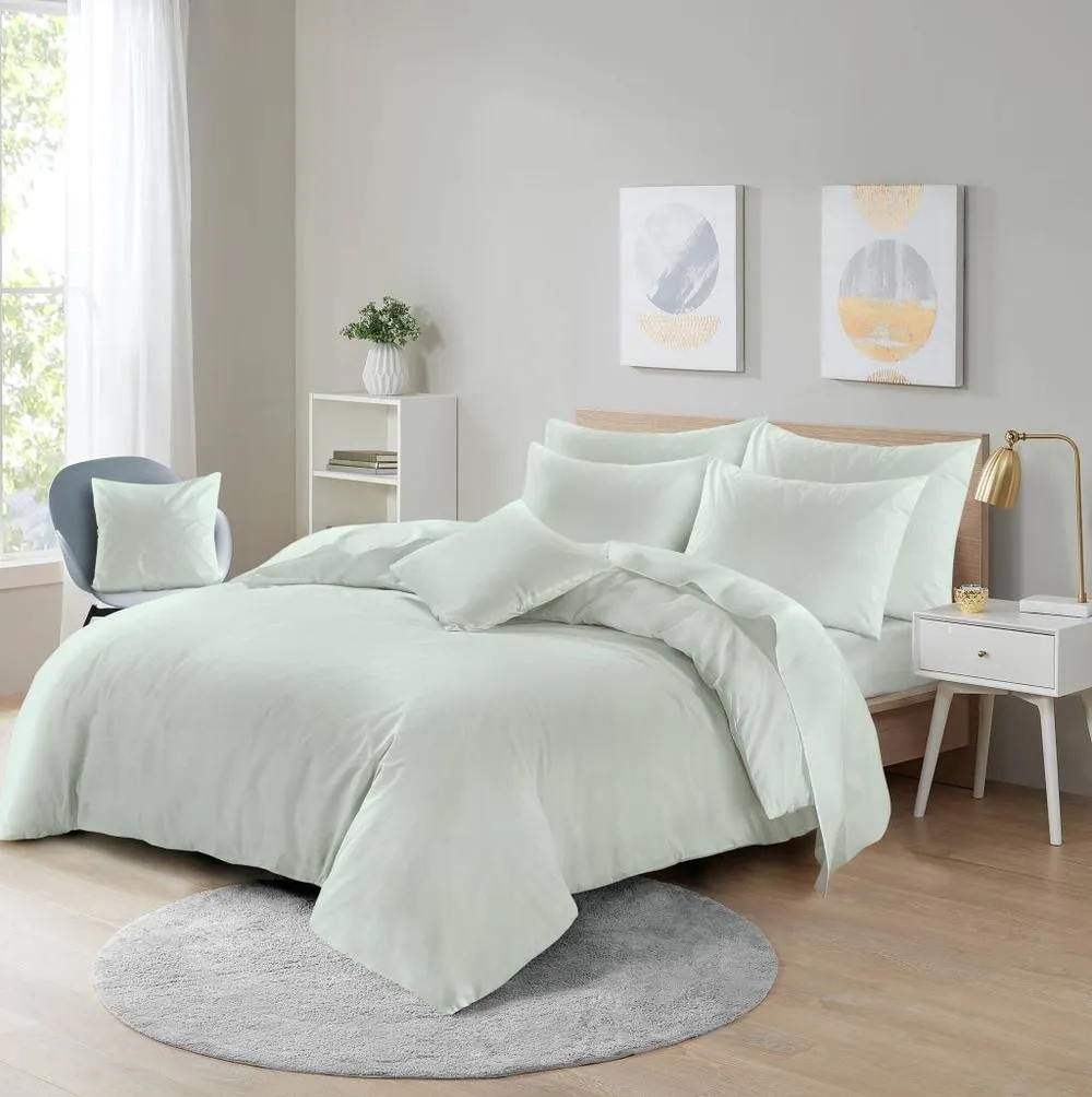 Homes-Linen Ultra Soft Microfibre Duvet Cover Set Breathable Wrinkle-Free Bedding in Duck Egg Blue